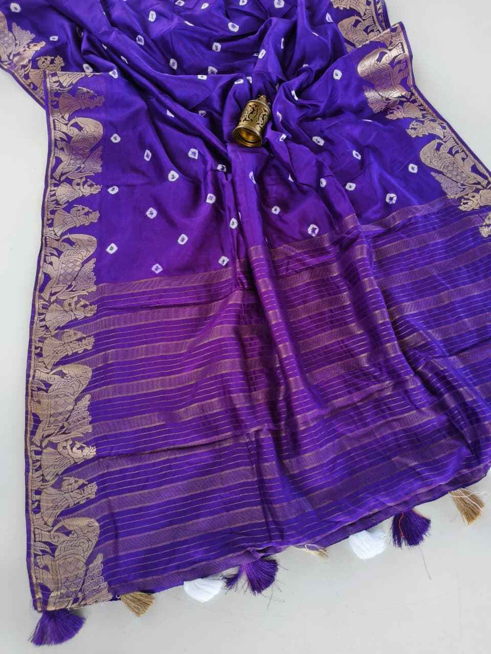 PURE VISCOSE DOLA SILK TYE AND DYE BANDHANI CONCEPT SAREE