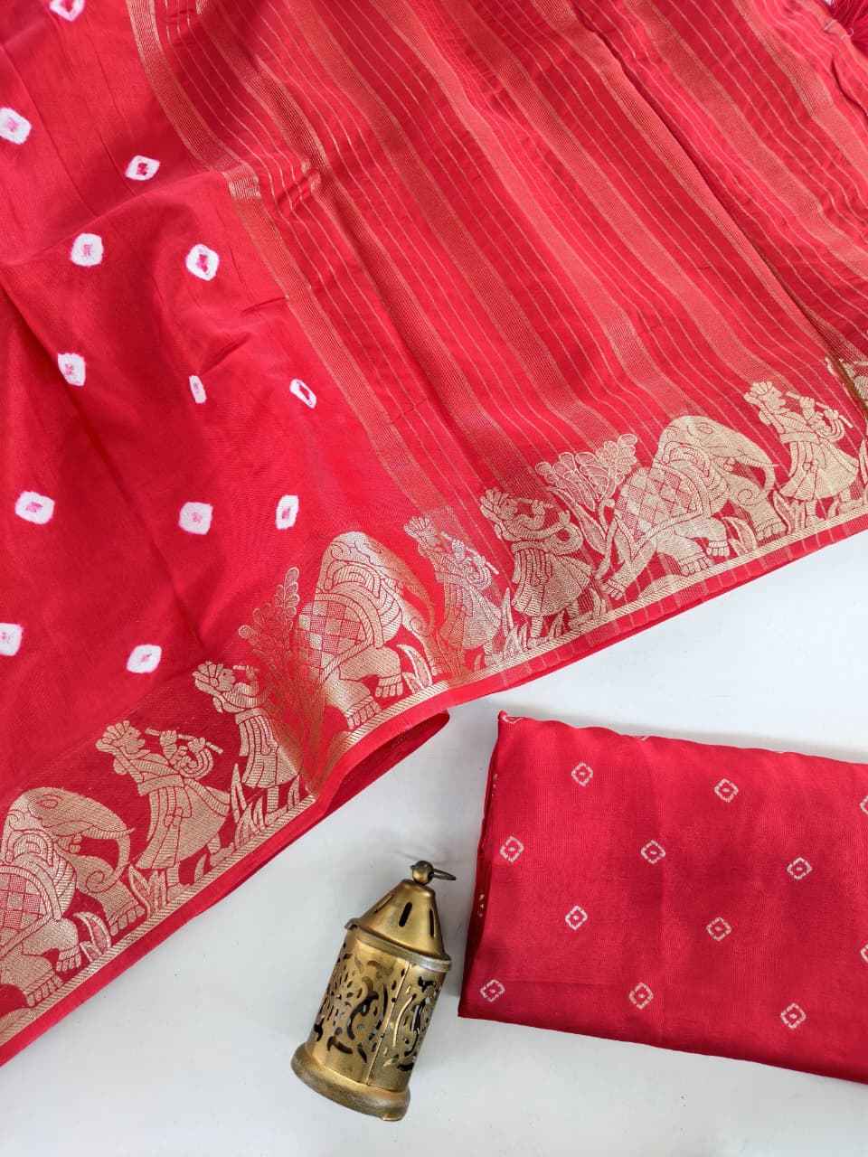 PURE VISCOSE DOLA SILK TYE AND DYE BANDHANI CONCEPT SAREE
