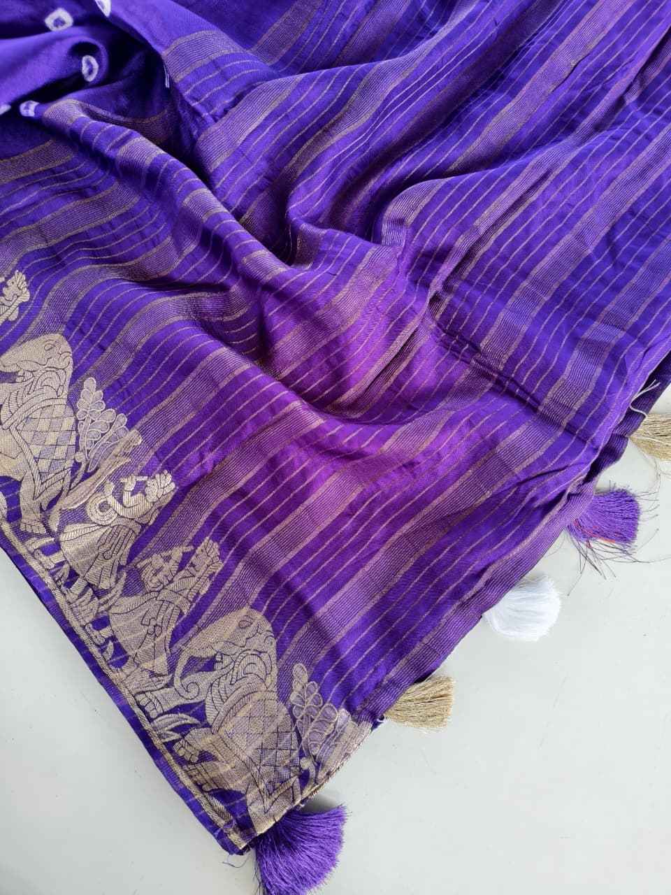 PURE VISCOSE DOLA SILK TYE AND DYE BANDHANI CONCEPT SAREE