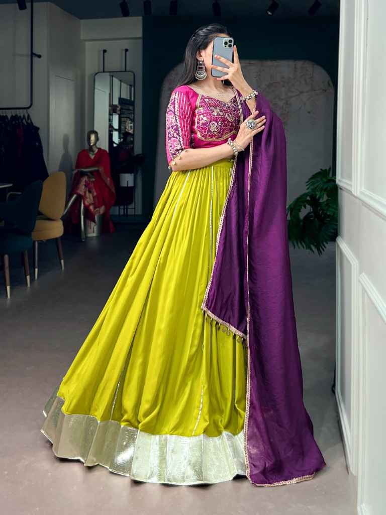 RAYON EMBOSSED DESIGN NAVRATRI LEHENGA CHOLI