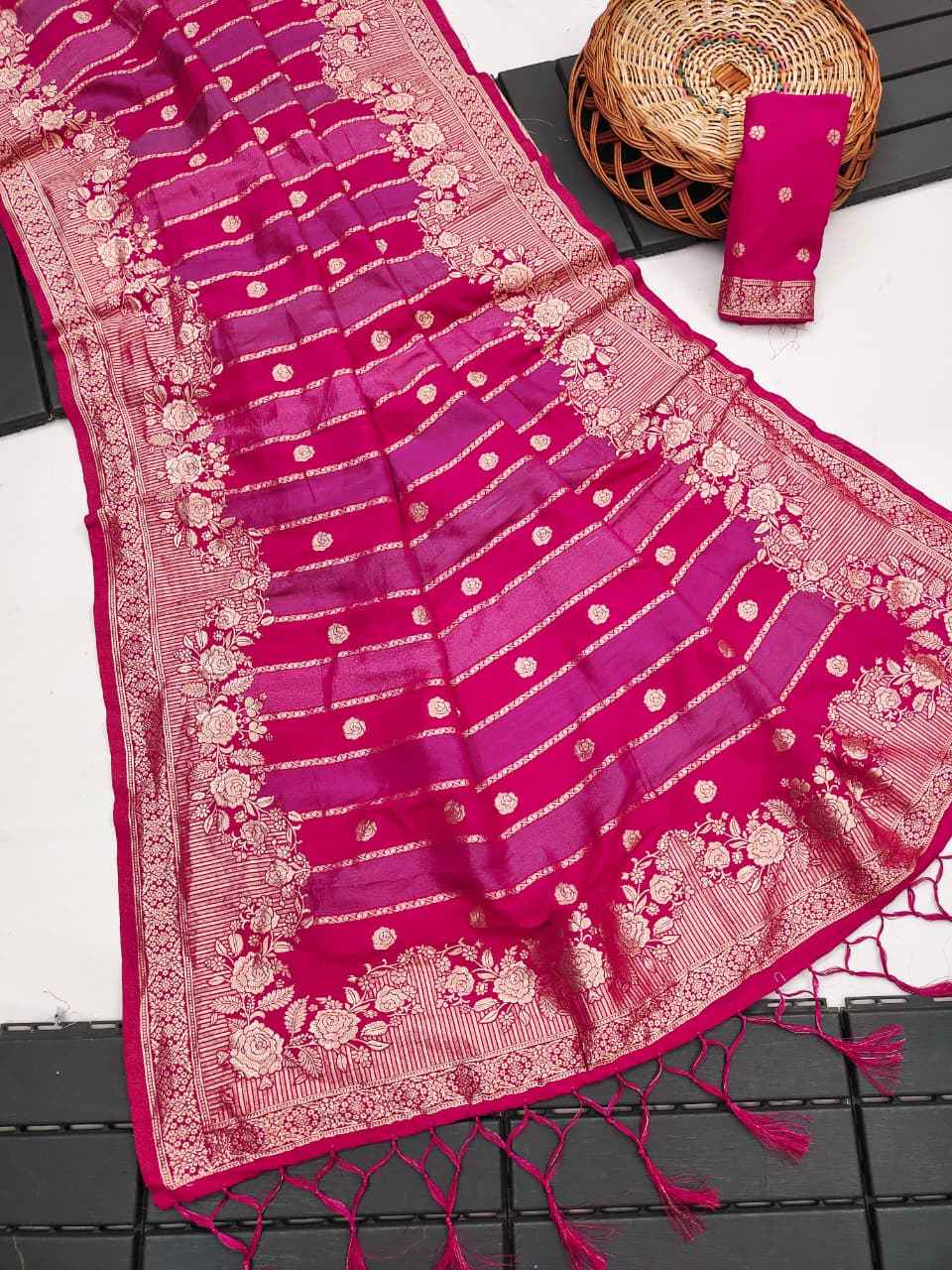 RICH CREPE KHADI MULTI COLOUR TISSUE PATTA PAITHANI SILK JARI WOOVEN SAREE 1