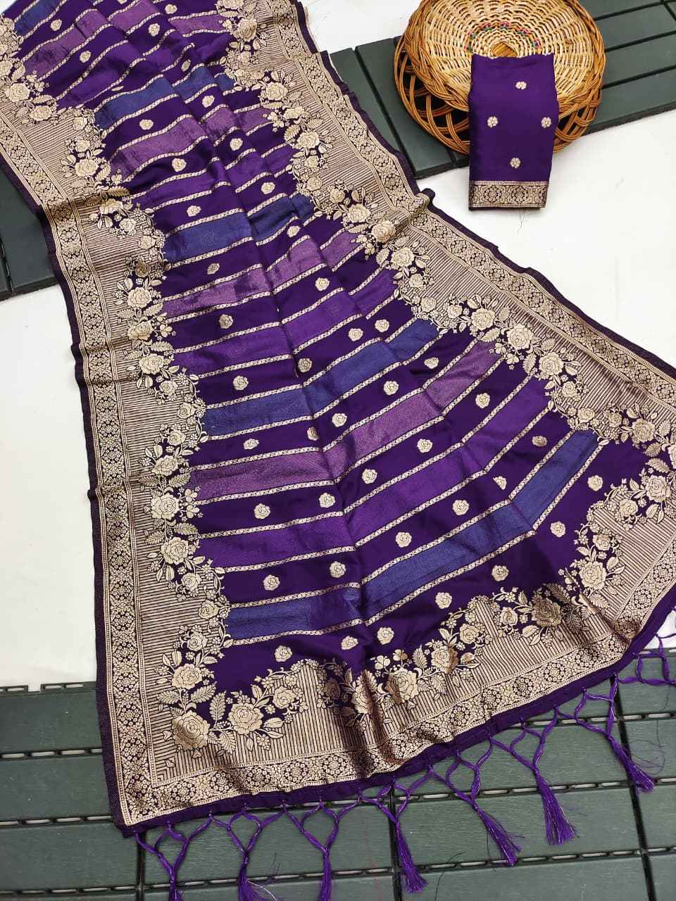 RICH CREPE KHADI MULTI COLOUR TISSUE PATTA PAITHANI SILK JARI WOOVEN SAREE 1