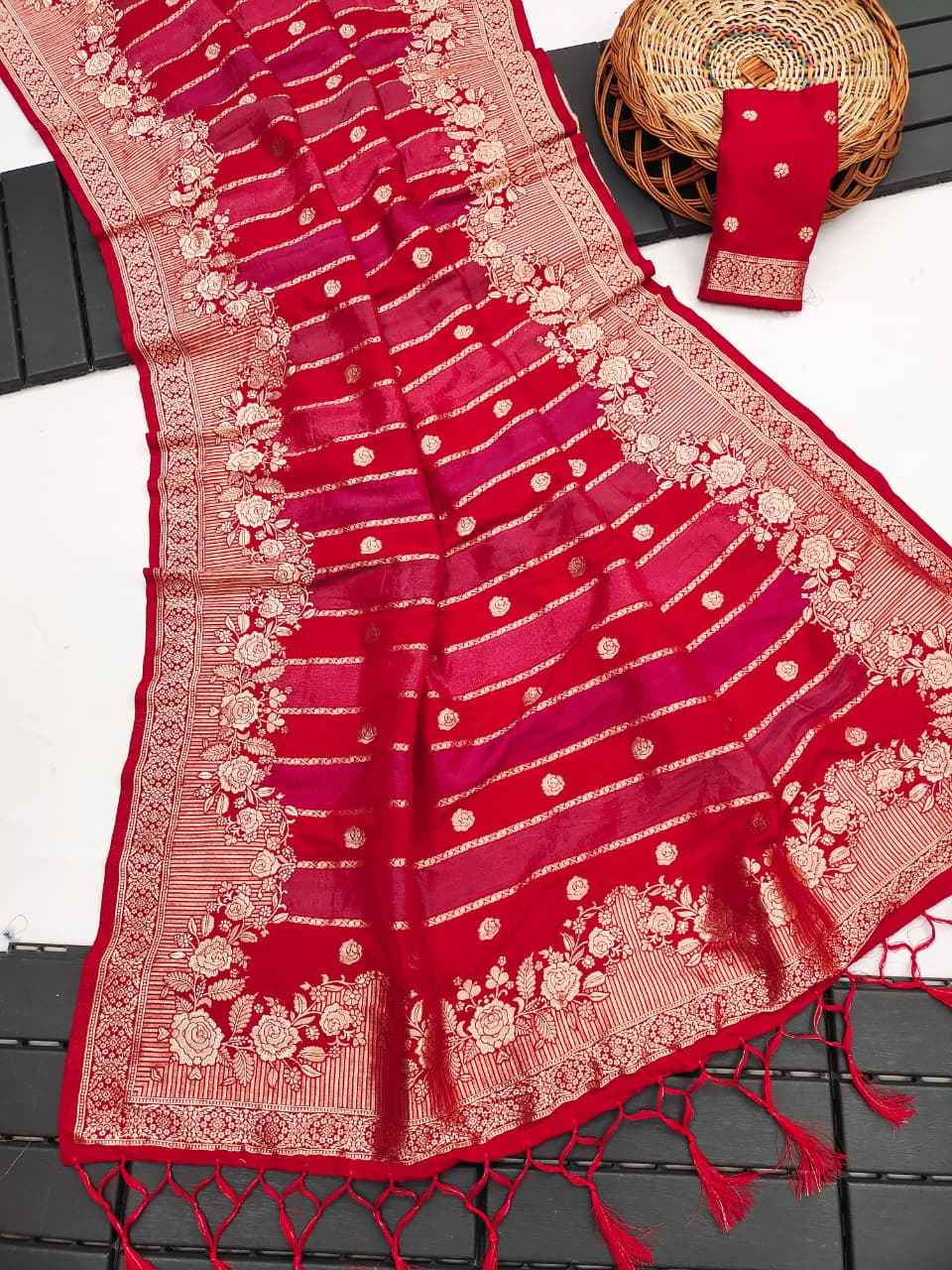 RICH CREPE KHADI MULTI COLOUR TISSUE PATTA PAITHANI SILK JARI WOOVEN SAREE 1