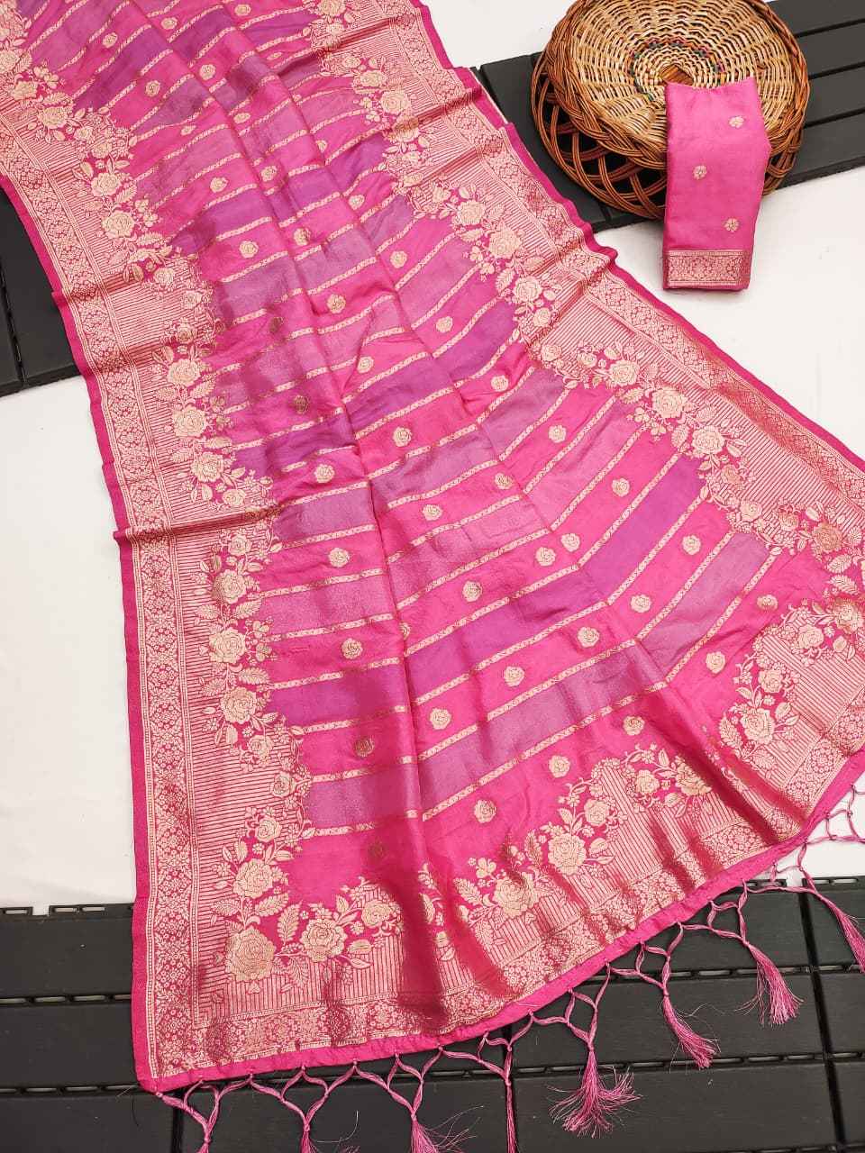 RICH CREPE KHADI MULTI COLOUR TISSUE PATTA PAITHANI SILK JARI WOOVEN SAREE 1