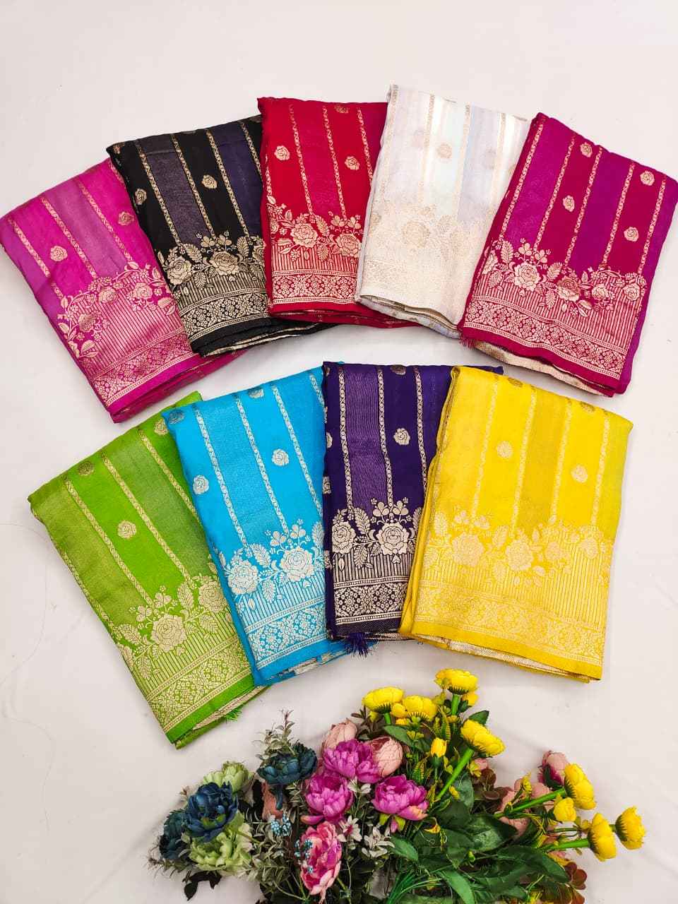 RICH CREPE KHADI MULTI COLOUR TISSUE PATTA PAITHANI SILK JARI WOOVEN SAREE 1