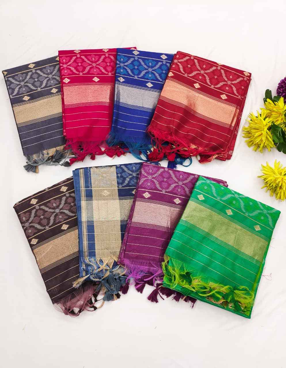 SOFT DESI RAW SILK POCHAMPALI IKKAT WEAVED SAREE 