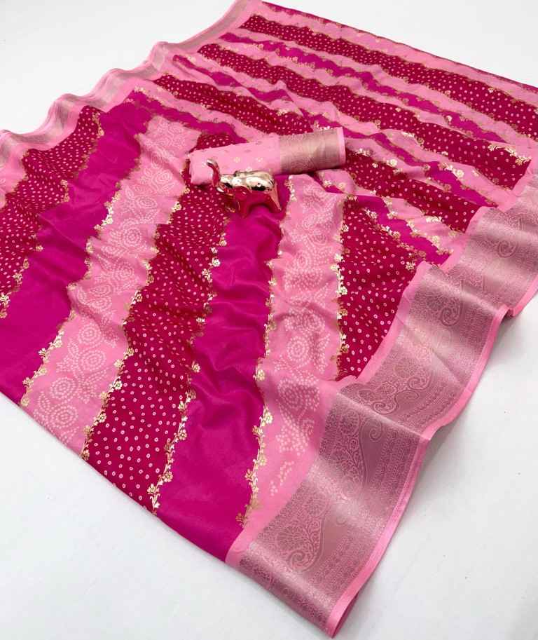 SOFT DOLLA SILK LAHARIYA THEME ZARI BORDER SAREE