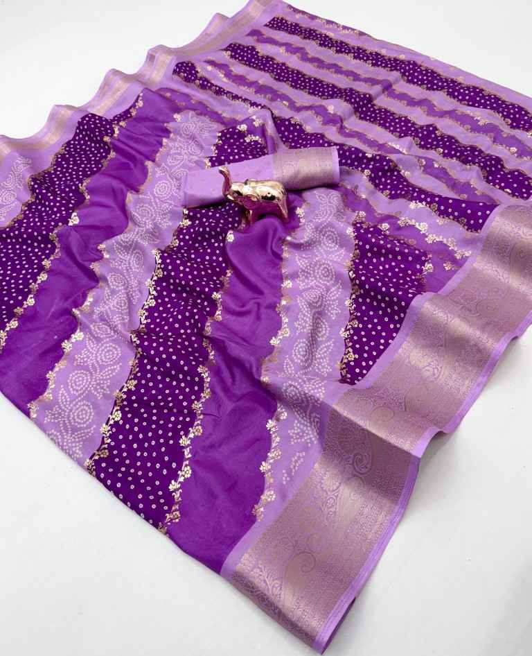 SOFT DOLLA SILK LAHARIYA THEME ZARI BORDER SAREE