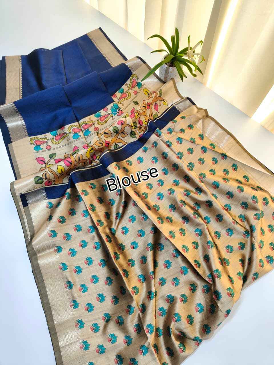 SOFT KHADI RAW SILK KALAMKARI PRINT SAREE