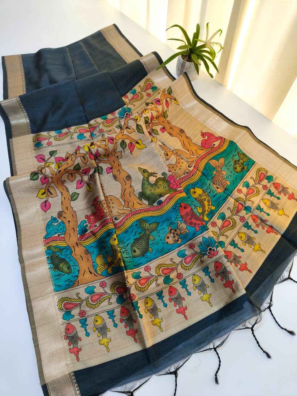 SOFT KHADI RAW SILK KALAMKARI PRINT SAREE