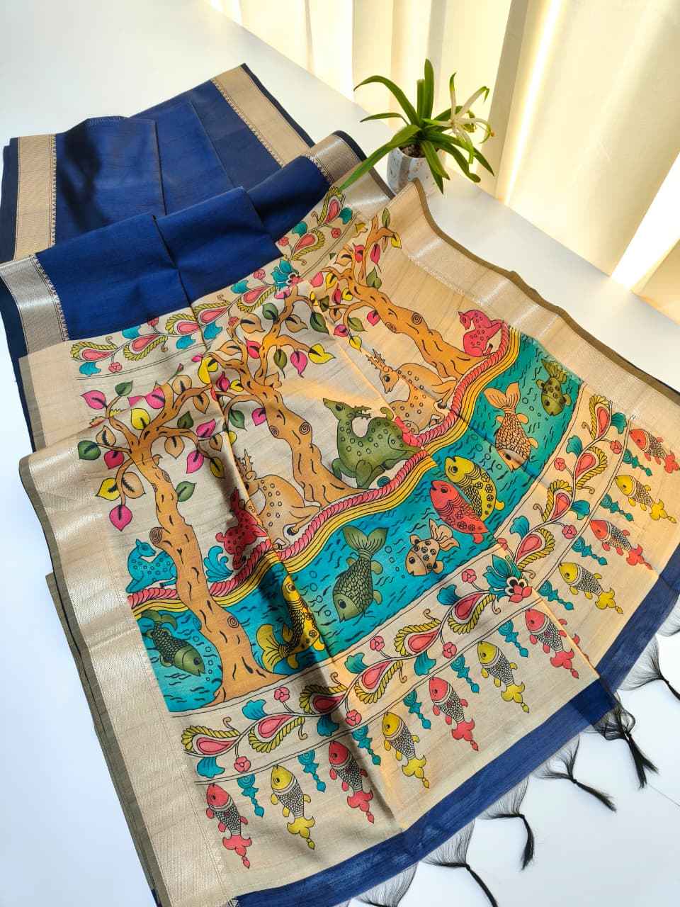 SOFT KHADI RAW SILK KALAMKARI PRINT SAREE