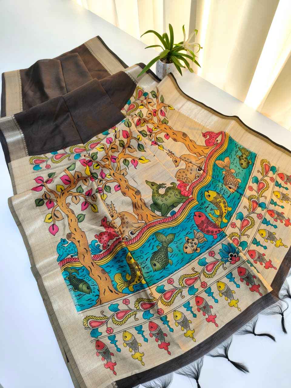 SOFT KHADI RAW SILK KALAMKARI PRINT SAREE