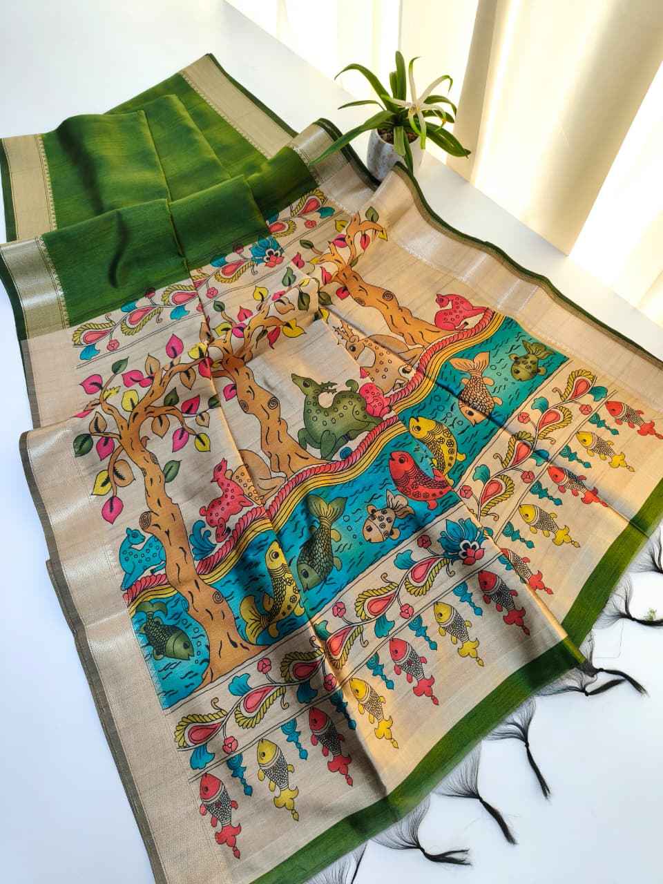 SOFT KHADI RAW SILK KALAMKARI PRINT SAREE