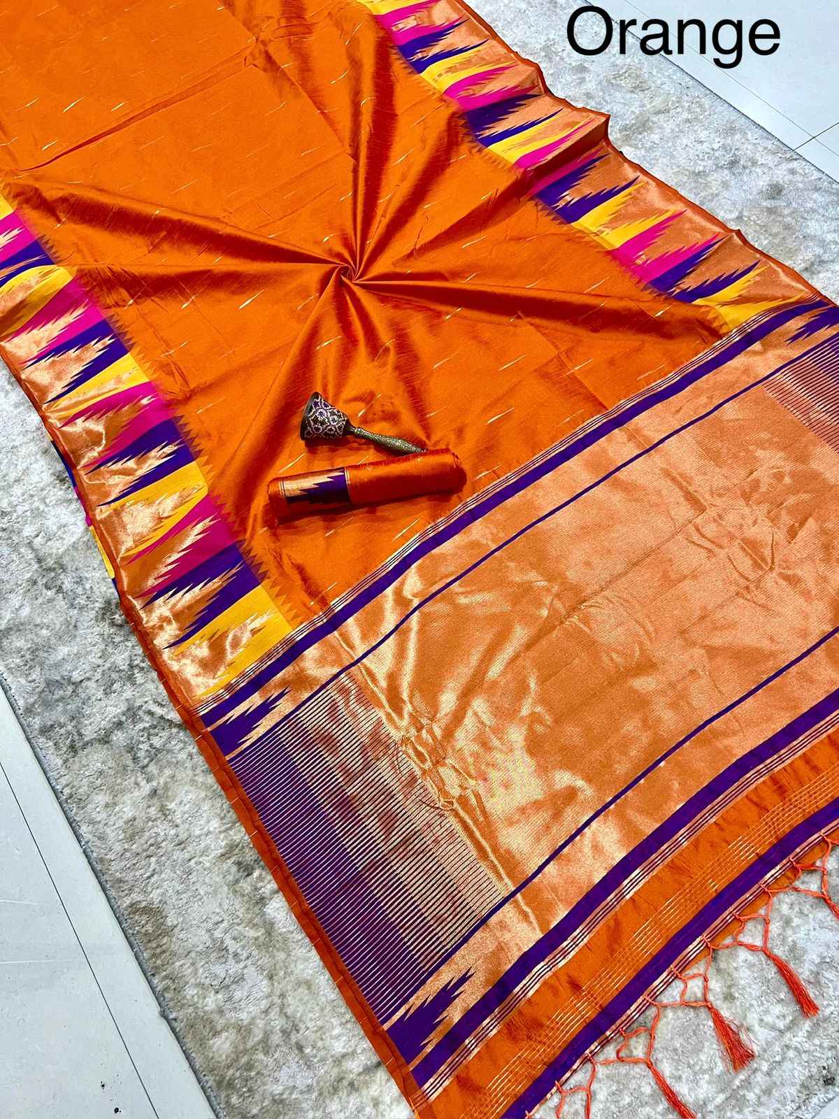 KHADI RAW SILK MINAKARI ZARI WEAVING SAREE 1