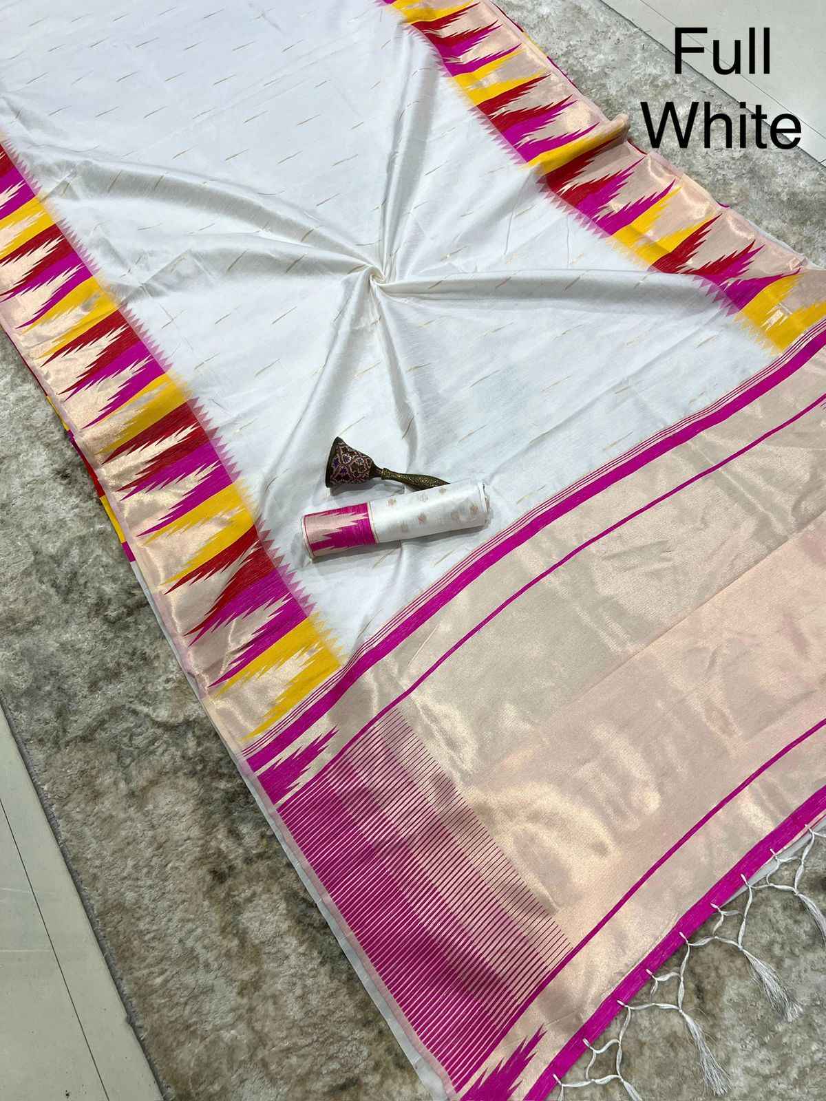 KHADI RAW SILK MINAKARI ZARI WEAVING SAREE 1