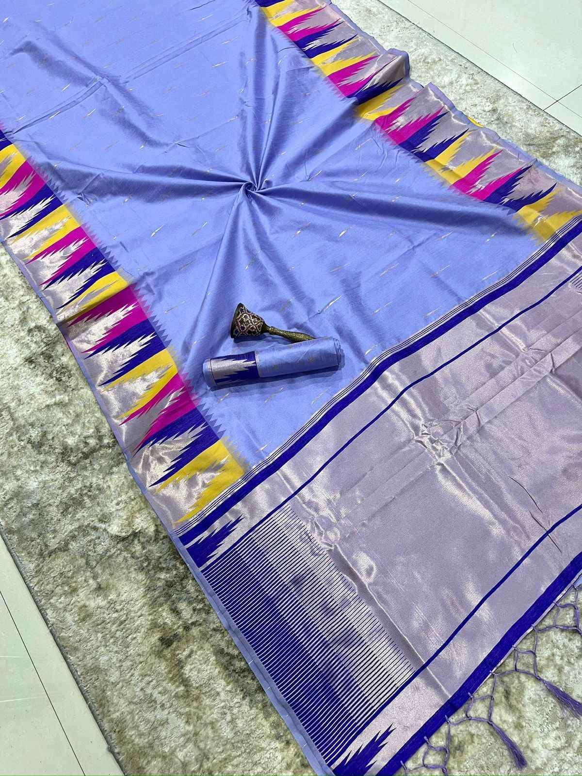 KHADI RAW SILK MINAKARI ZARI WEAVING SAREE 1
