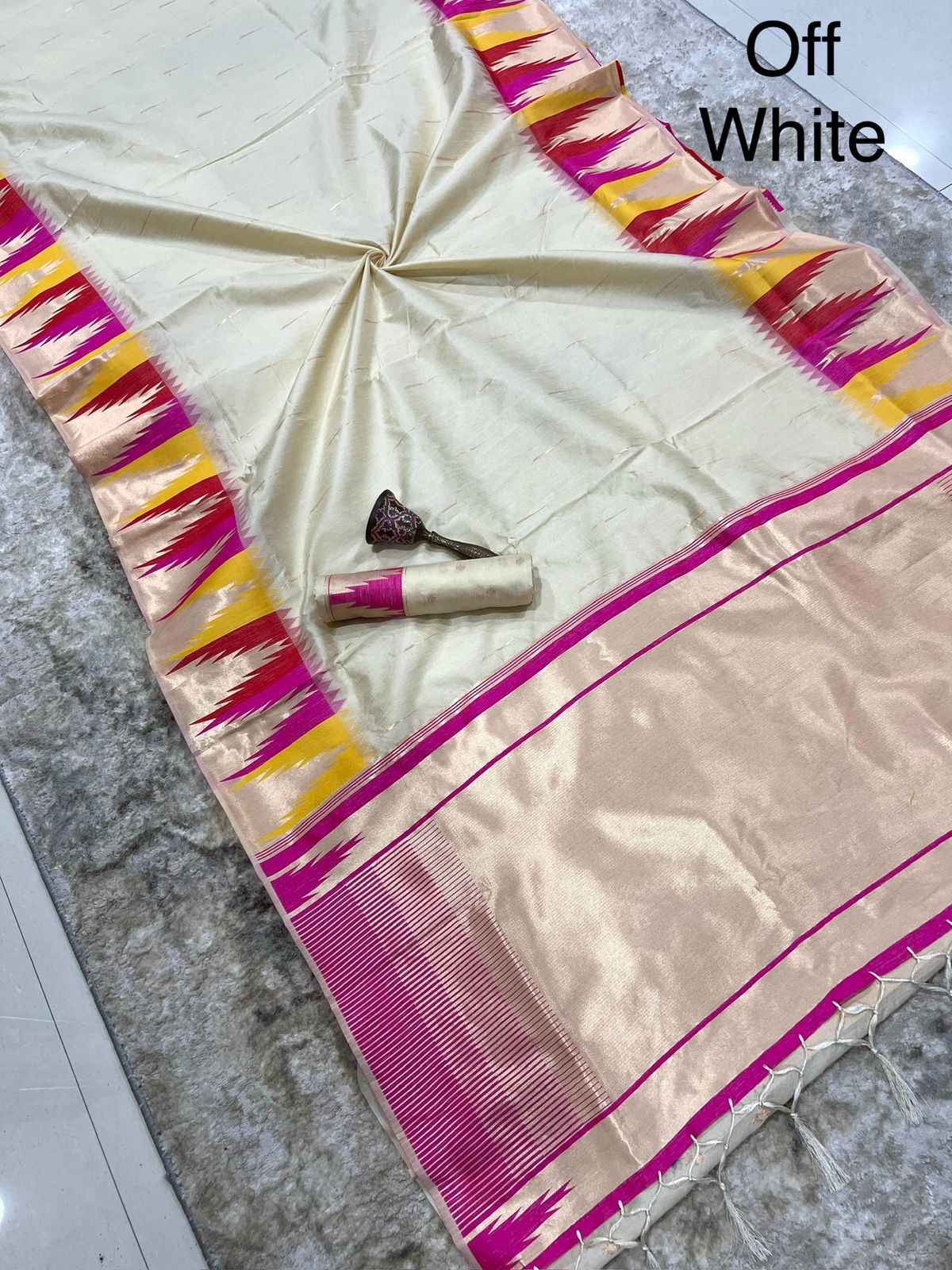 KHADI RAW SILK MINAKARI ZARI WEAVING SAREE 1
