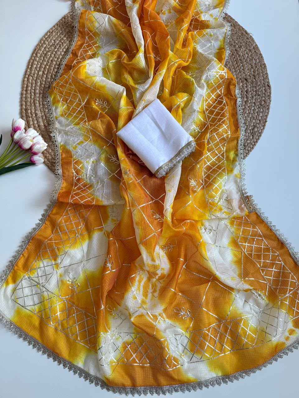 SOFT KOTA DORIYA RAJASTHANI SHIBORI PRINT SAREE 