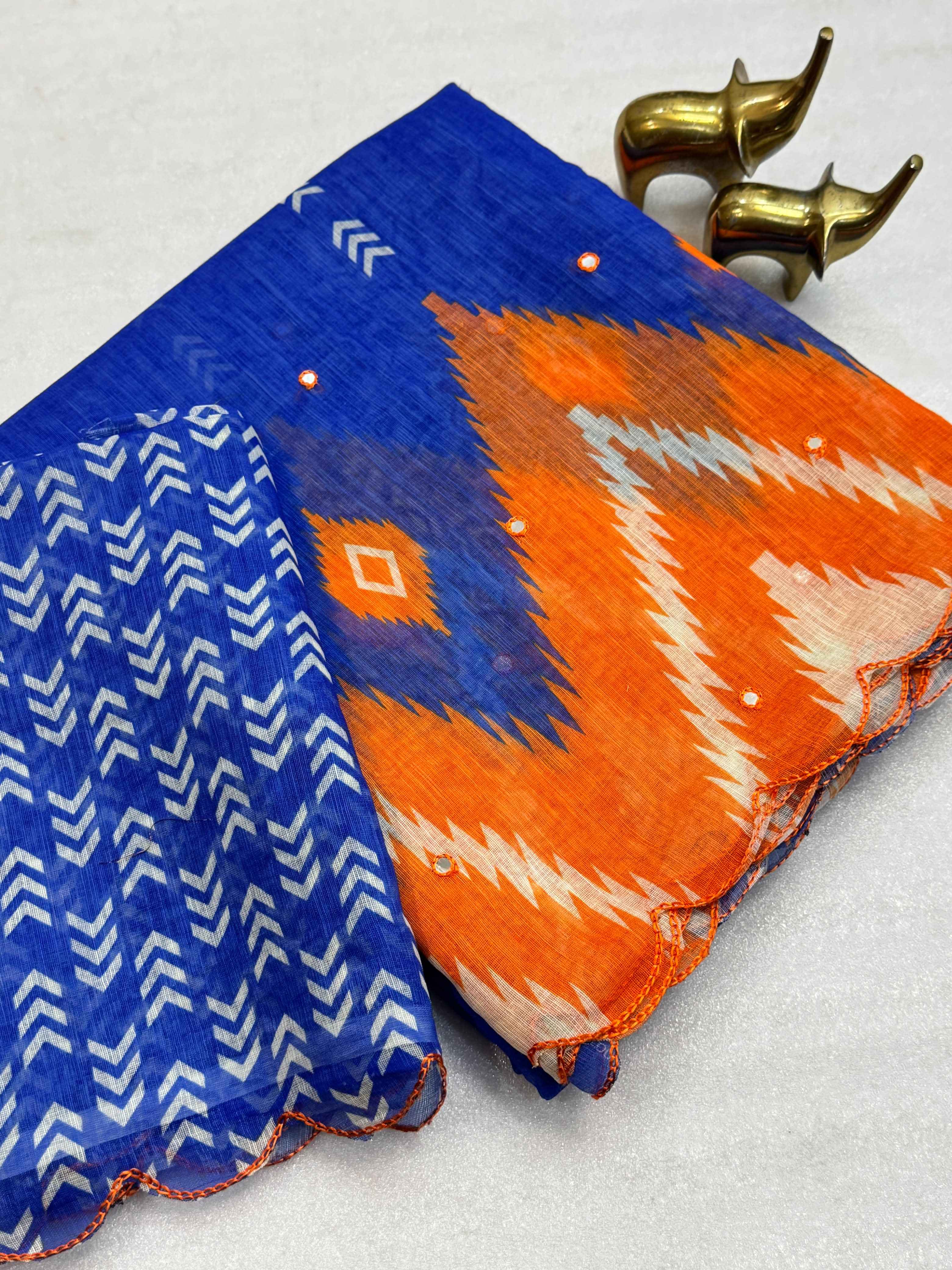 SOFT LINEN COTTON DIGITAL PRINTED AARI WORK SAREE