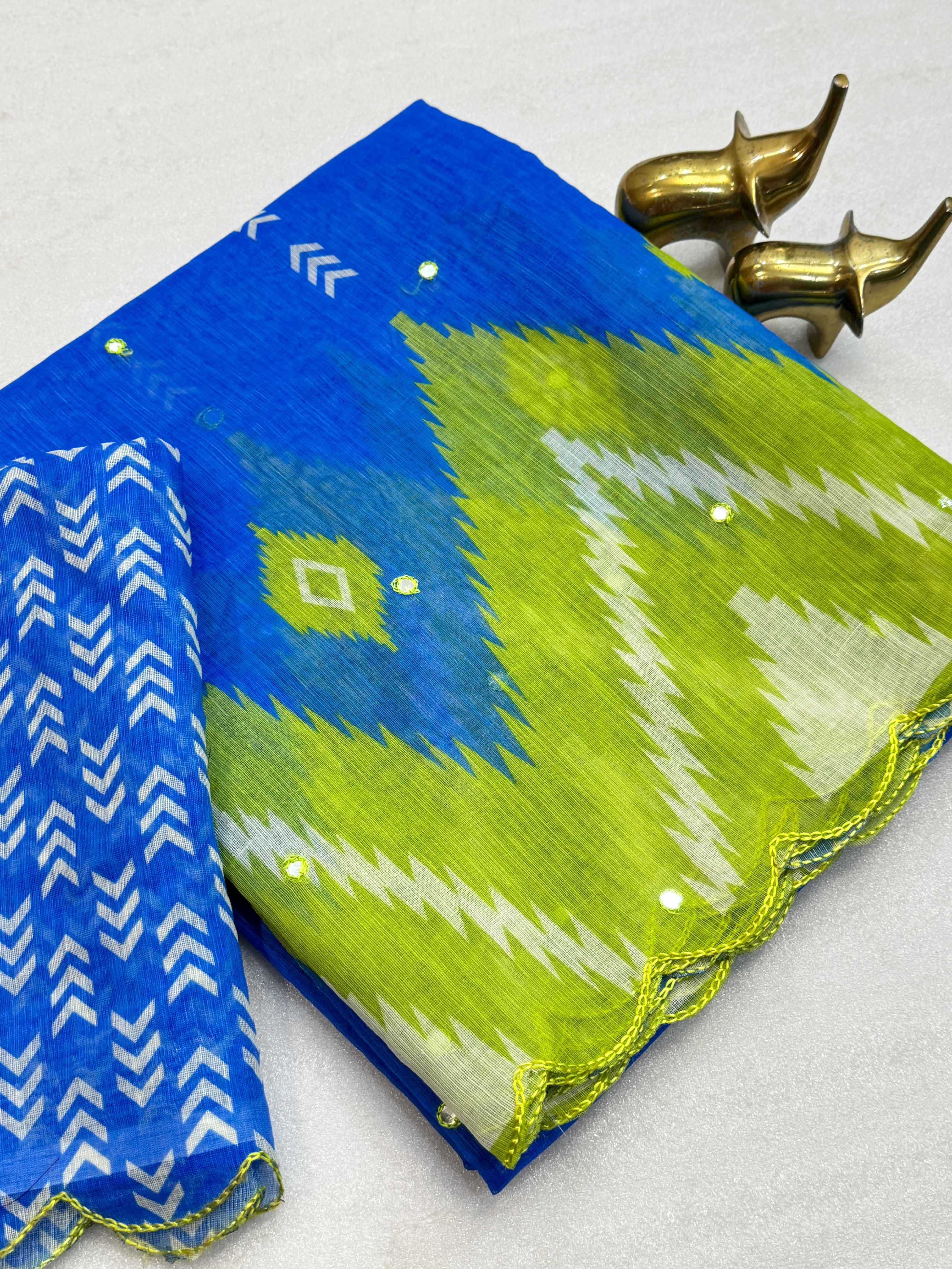 SOFT LINEN COTTON DIGITAL PRINTED AARI WORK SAREE