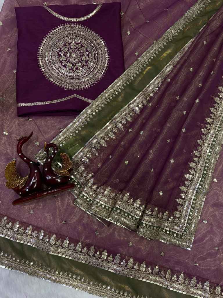SOFT NC TWILL SEQUANCE AND EMBROIDERY WORK SAREE