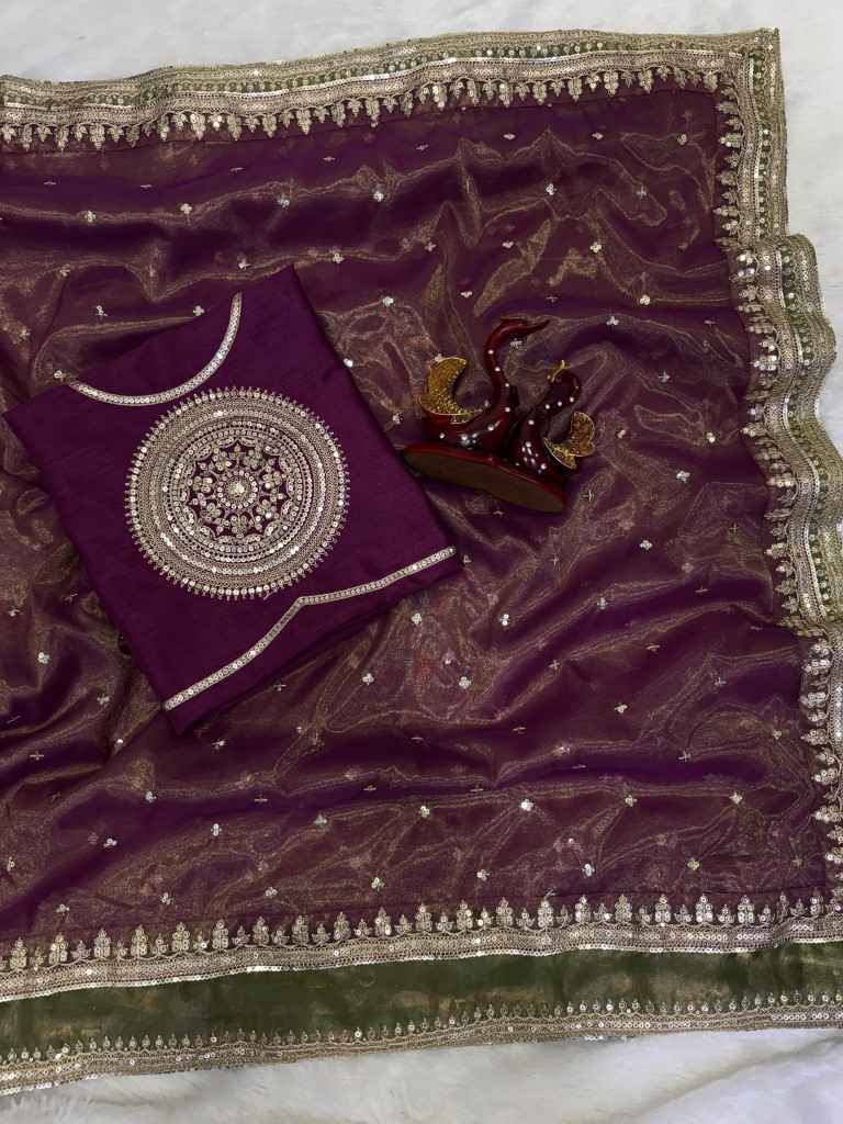 SOFT NC TWILL SEQUANCE AND EMBROIDERY WORK SAREE