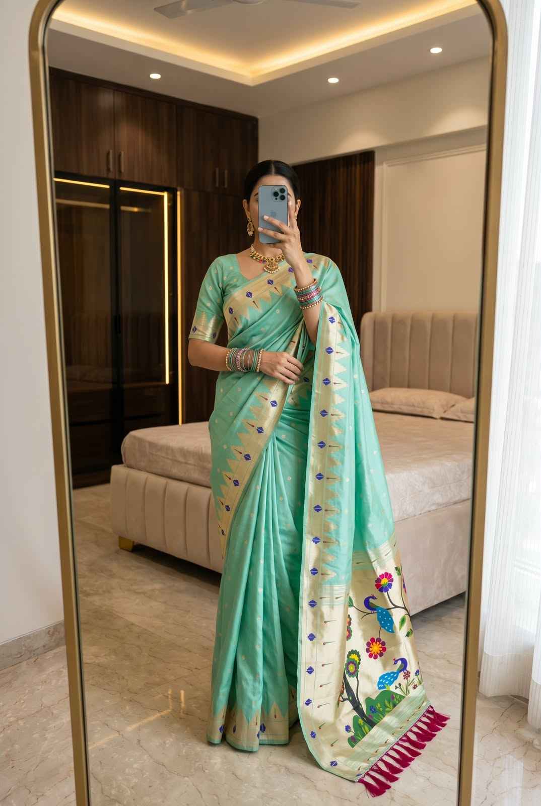 SOFT PAITHANI SILK MEENAKARI ZARI WEAVING SAREE