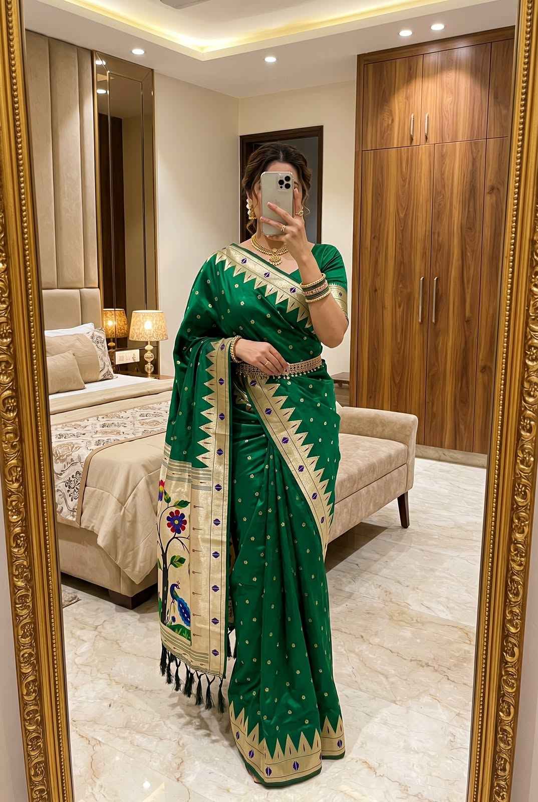 SOFT PAITHANI SILK MEENAKARI ZARI WEAVING SAREE
