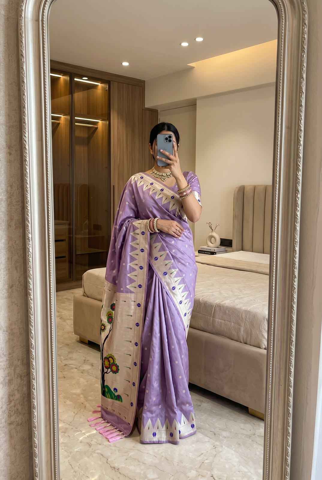 SOFT PAITHANI SILK MEENAKARI ZARI WEAVING SAREE