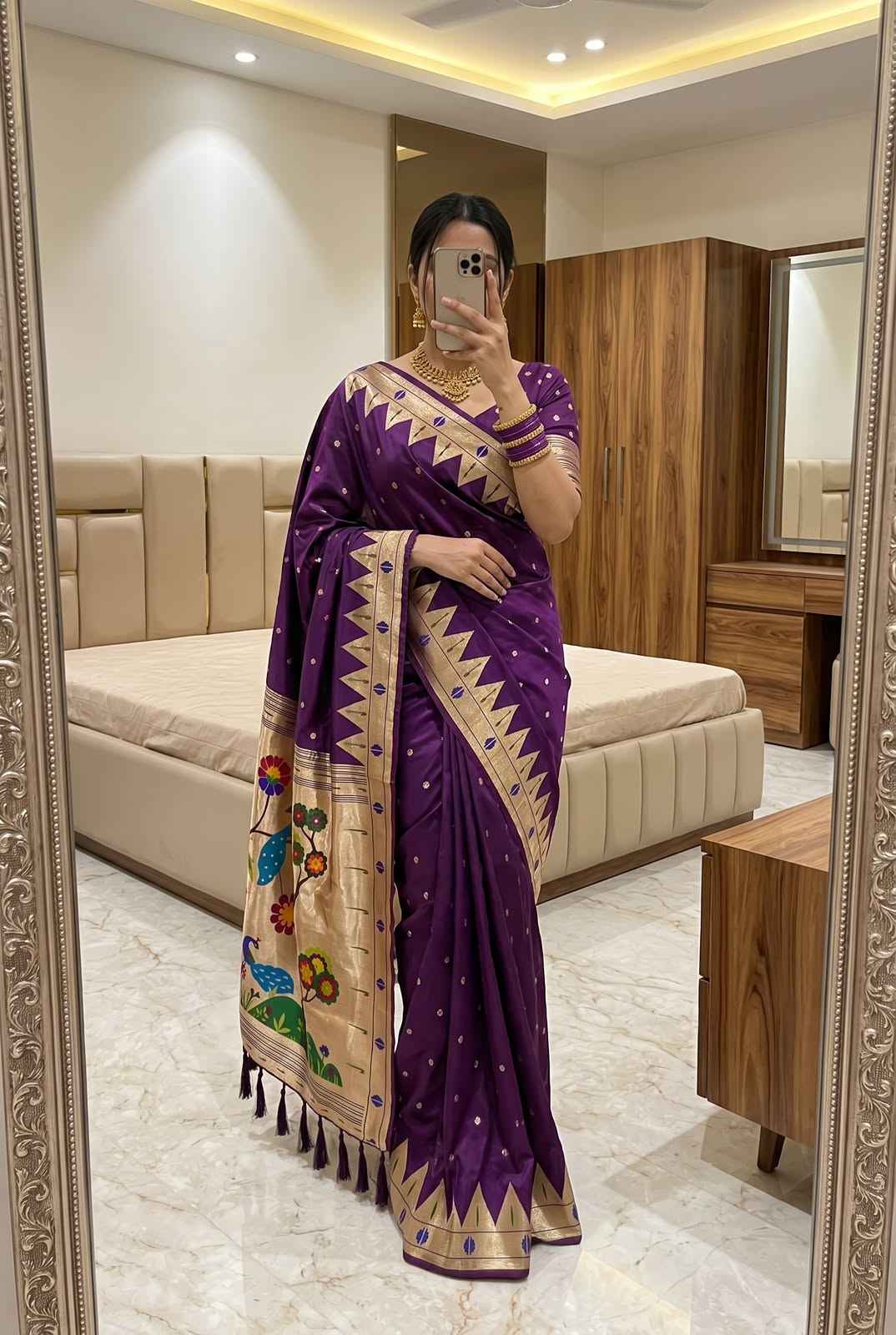 SOFT PAITHANI SILK MEENAKARI ZARI WEAVING SAREE