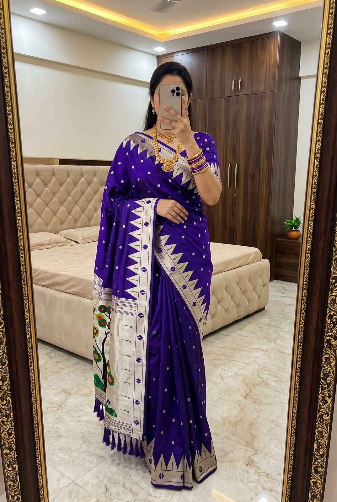 SOFT PAITHANI SILK MEENAKARI ZARI WEAVING SAREE