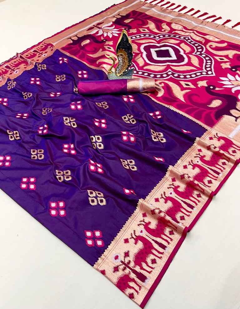 SOFT PREMIUM SILK PATOLA ZARI WEAVING SAREE 1