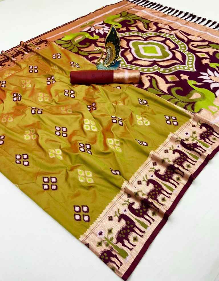 SOFT PREMIUM SILK PATOLA ZARI WEAVING SAREE 1