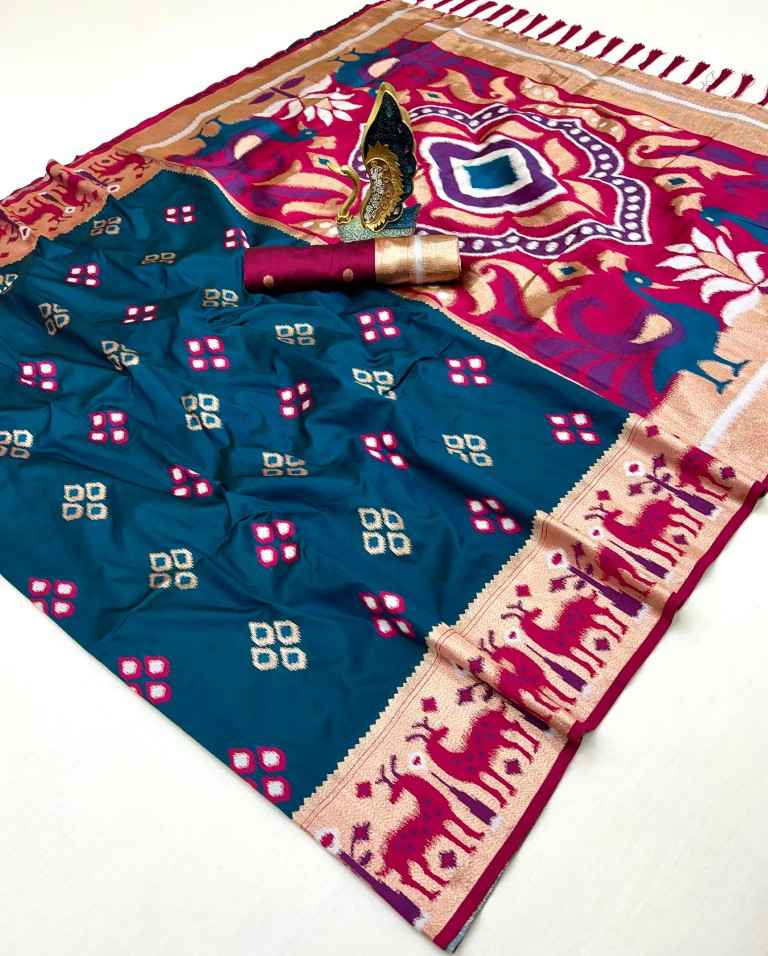 SOFT PREMIUM SILK PATOLA ZARI WEAVING SAREE 1