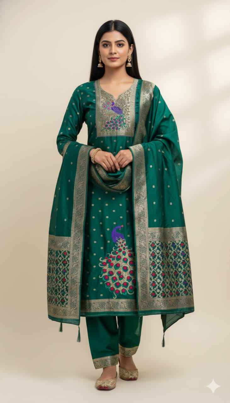 SOFT SILK BLEND WITH RICH PAITHANI ZARI WEAVING DRESS MATERIAL VOL-17