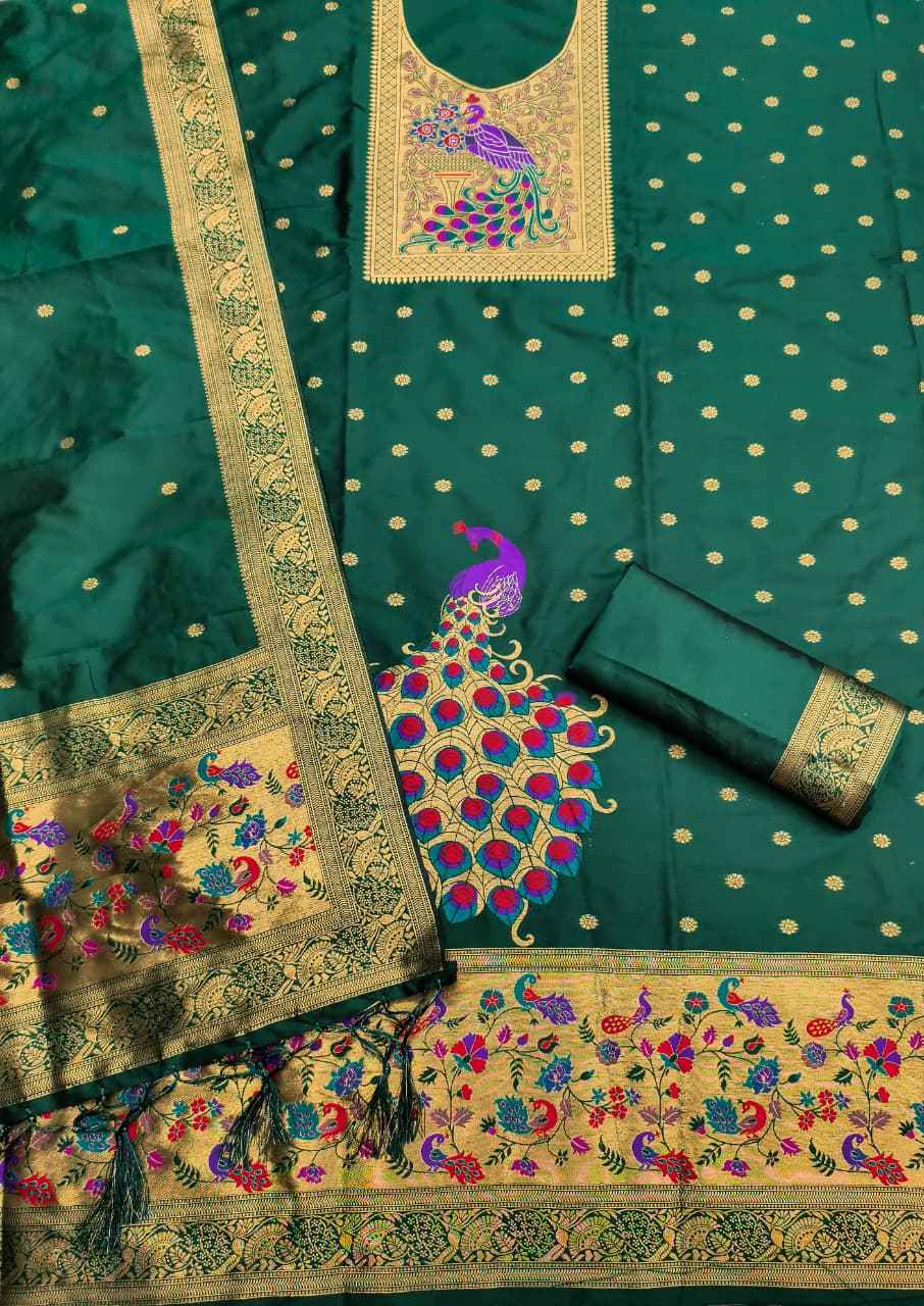 SOFT SILK BLEND WITH RICH PAITHANI ZARI WEAVING DRESS MATERIAL VOL-17