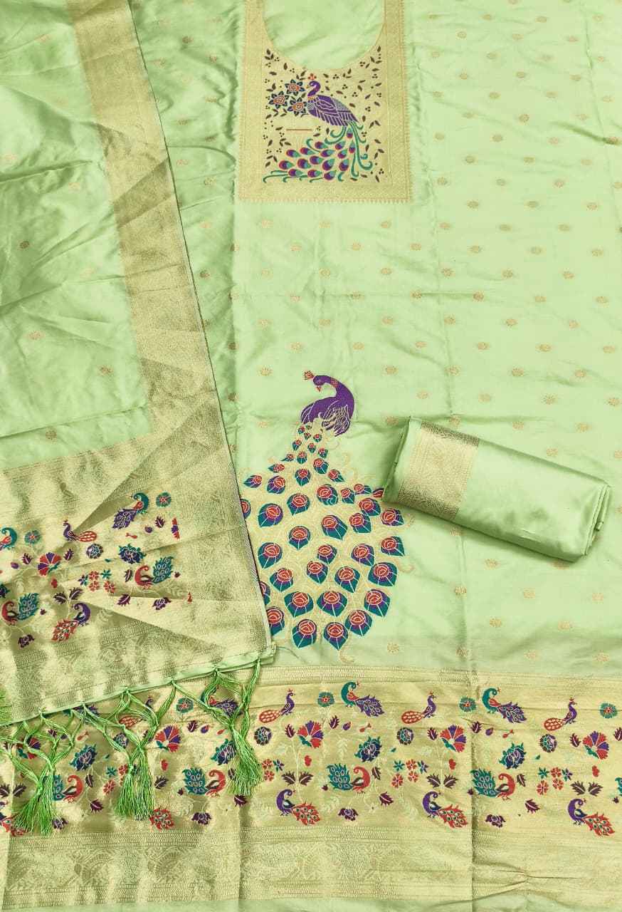 SOFT SILK BLEND WITH RICH PAITHANI ZARI WEAVING DRESS MATERIAL VOL-17