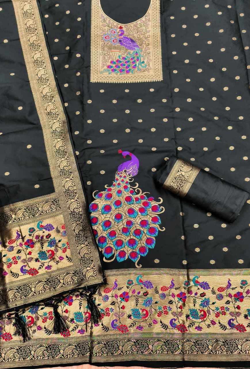 SOFT SILK BLEND WITH RICH PAITHANI ZARI WEAVING DRESS MATERIAL VOL-17