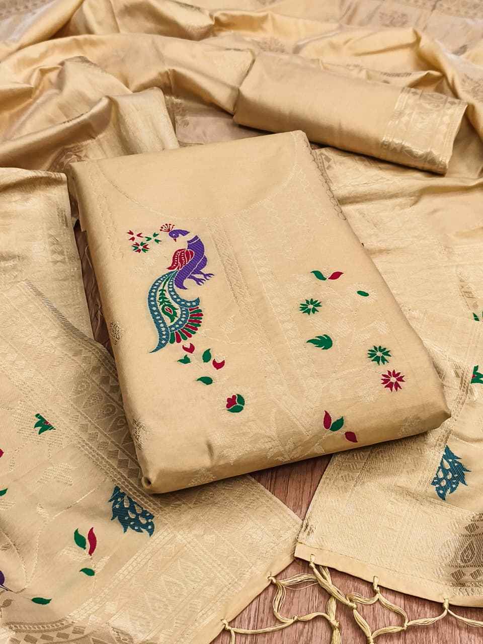 SOFT SILK BLEND WITH RICH PAITHANI ZARI WEAVING DRESS MATERIAL VOL-18