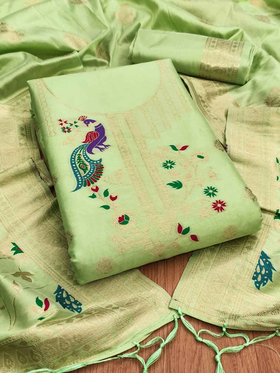 SOFT SILK BLEND WITH RICH PAITHANI ZARI WEAVING DRESS MATERIAL VOL-18