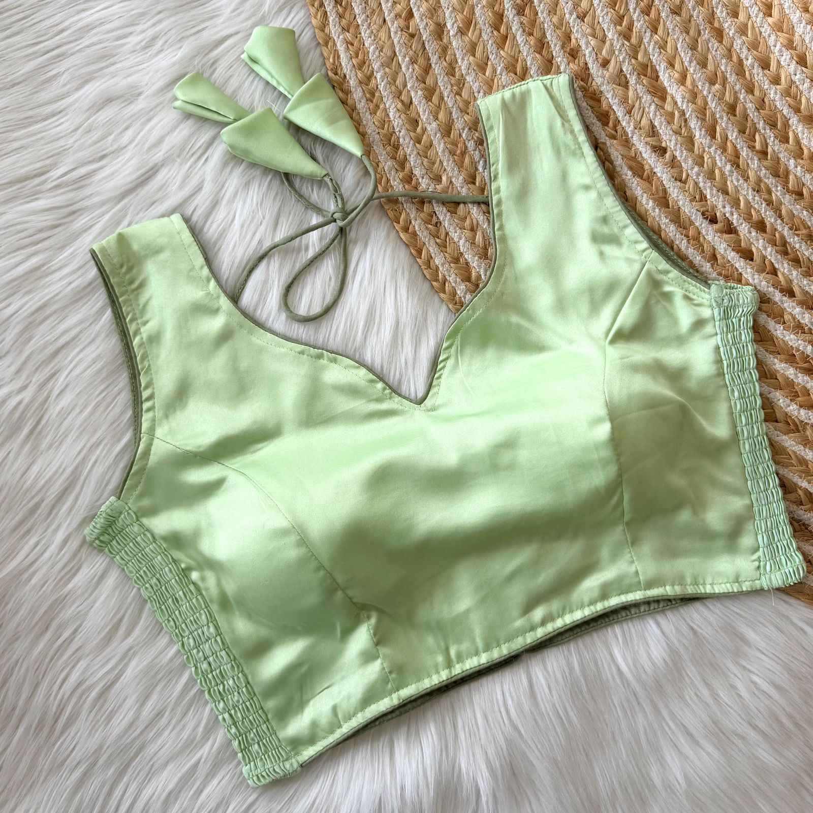 SOFT SILK ELASTIC ATTACH READYMADE BLOUSE