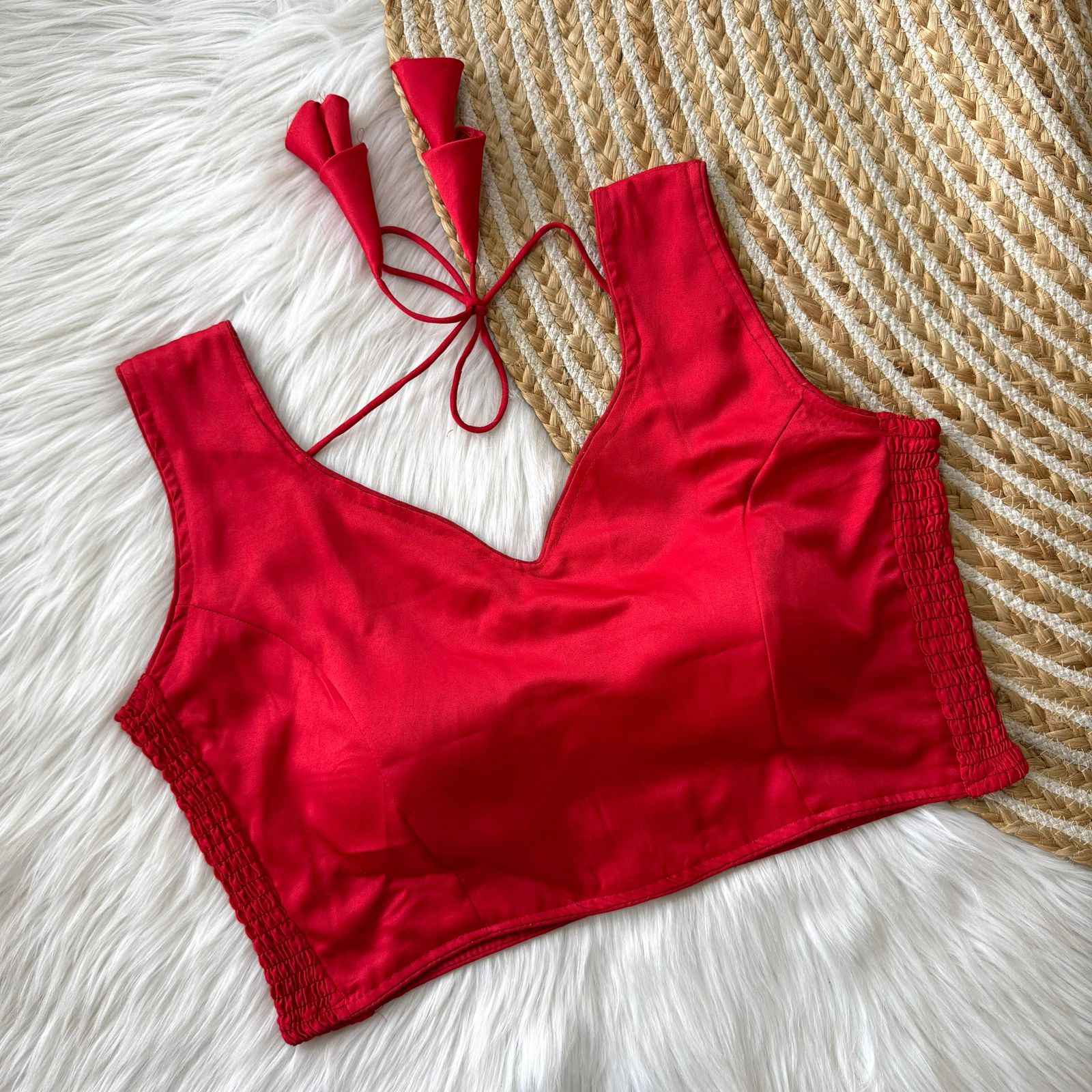 SOFT SILK ELASTIC ATTACH READYMADE BLOUSE
