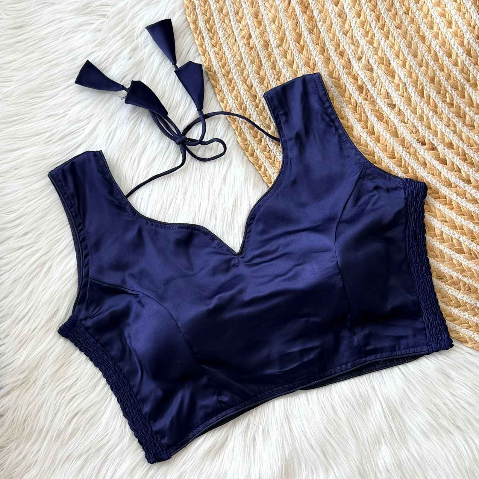 SOFT SILK ELASTIC ATTACH READYMADE BLOUSE