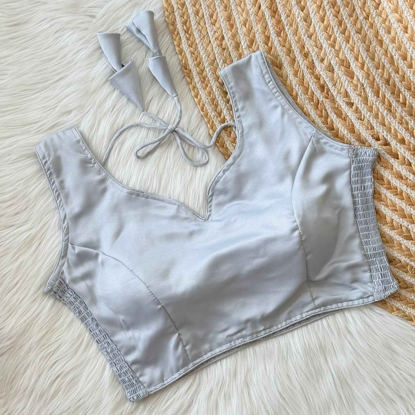 SOFT SILK ELASTIC ATTACH READYMADE BLOUSE