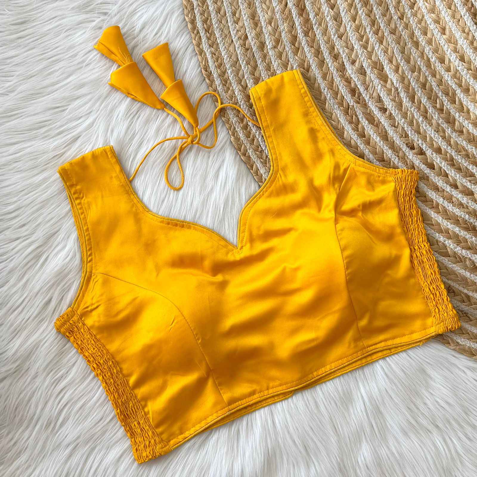 SOFT SILK ELASTIC ATTACH READYMADE BLOUSE