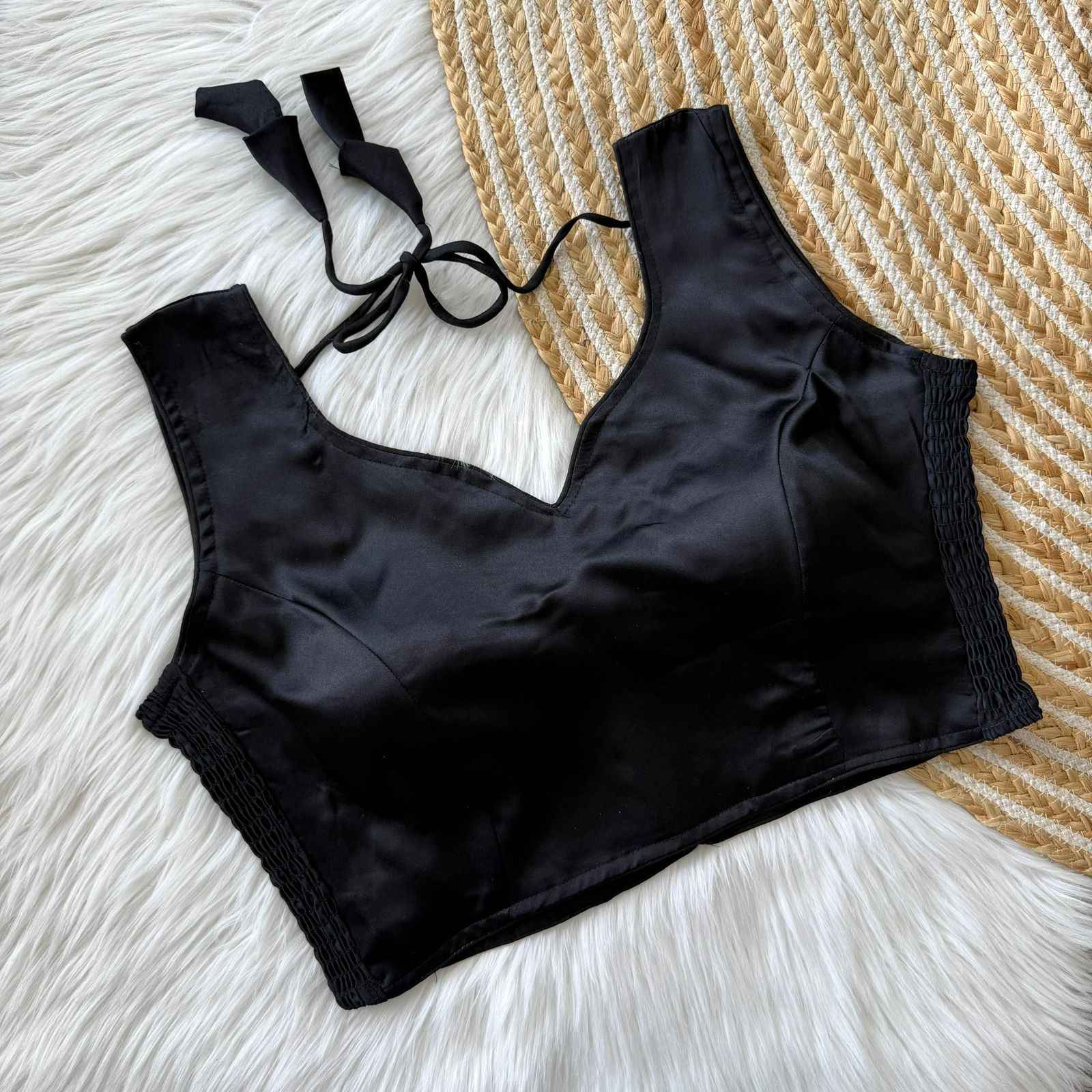 SOFT SILK ELASTIC ATTACH READYMADE BLOUSE