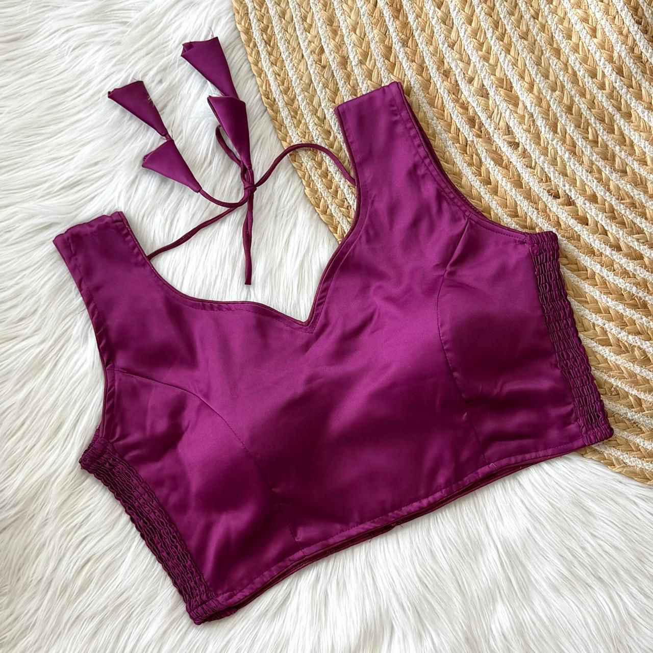 SOFT SILK ELASTIC ATTACH READYMADE BLOUSE