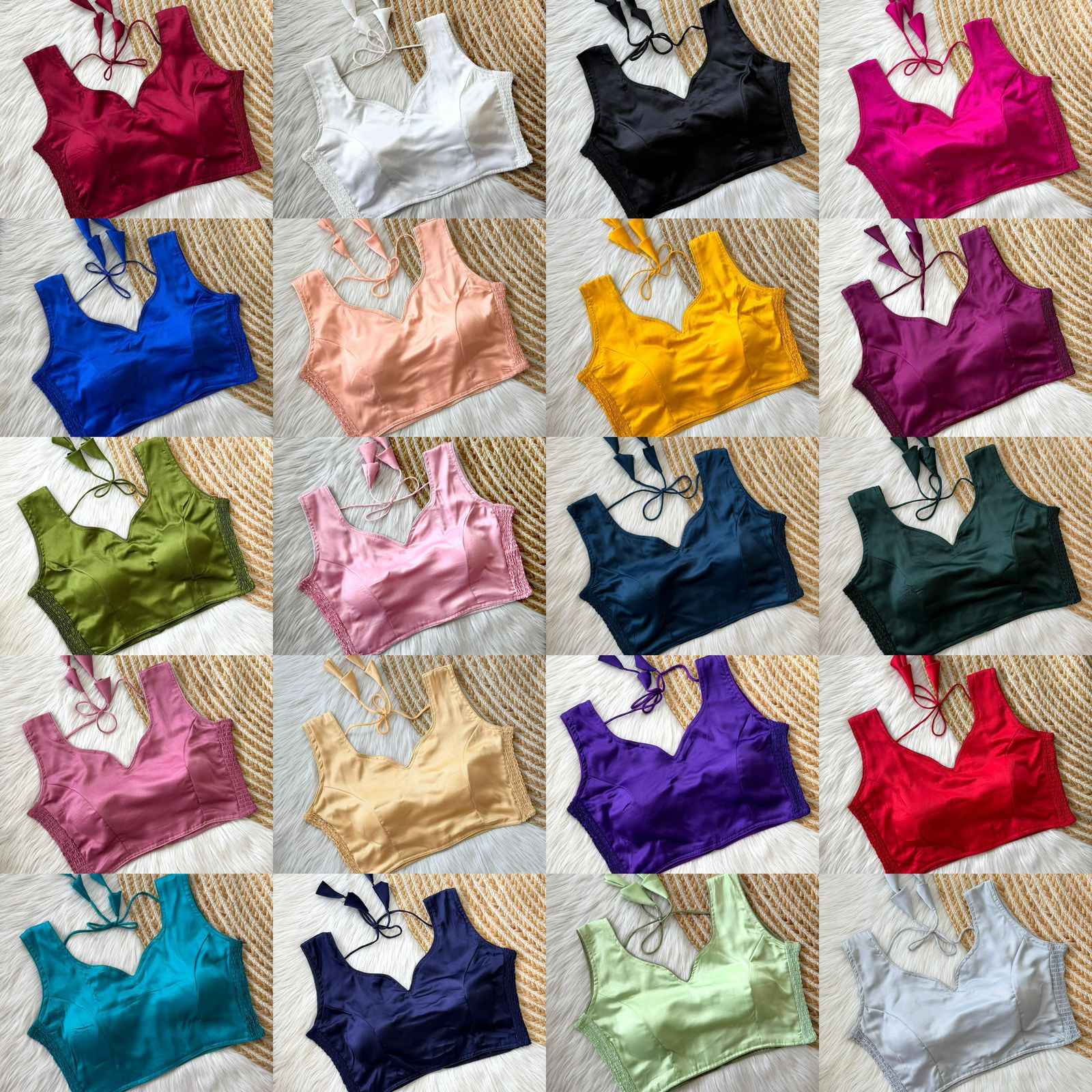 SOFT SILK ELASTIC ATTACH READYMADE BLOUSE