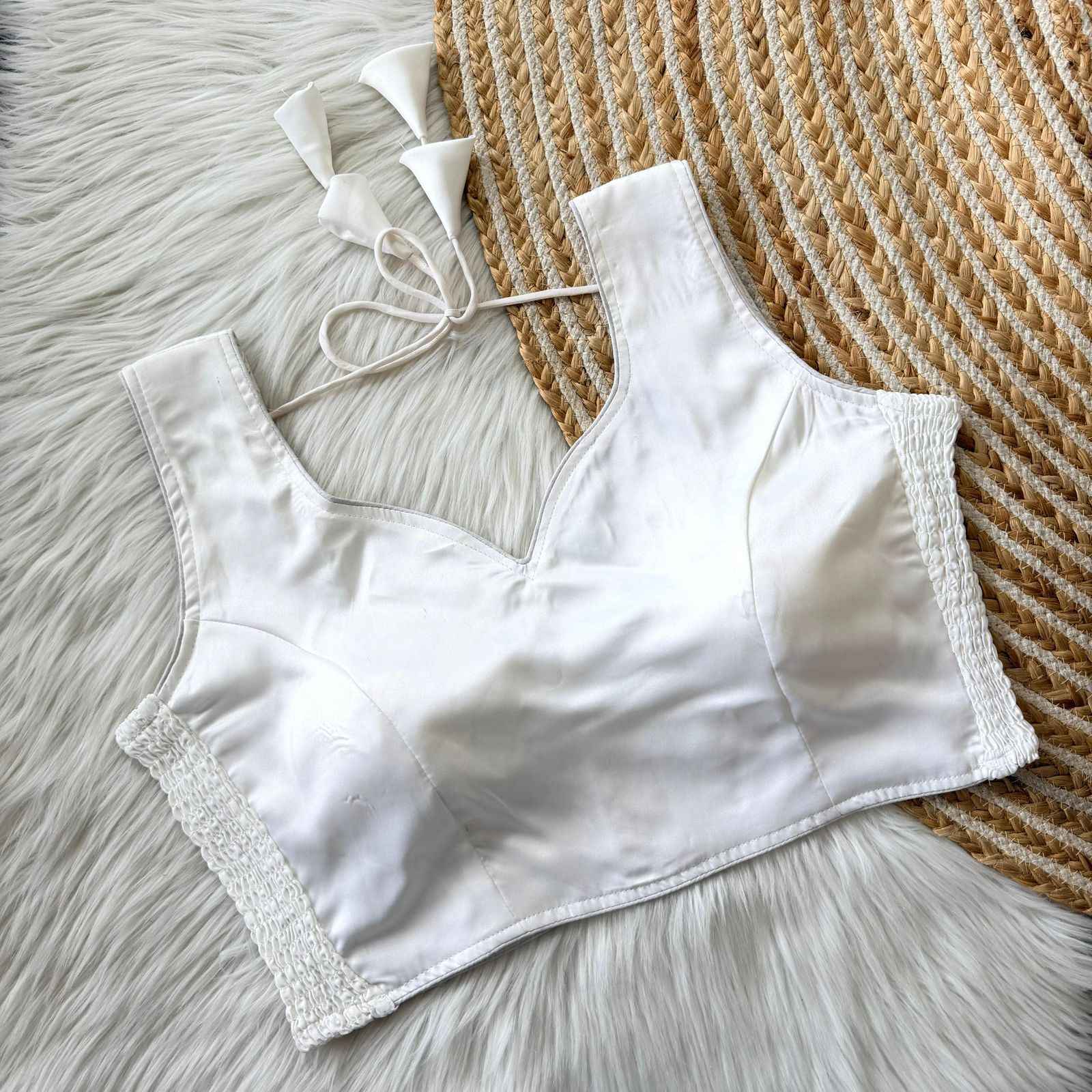 SOFT SILK ELASTIC ATTACH READYMADE BLOUSE