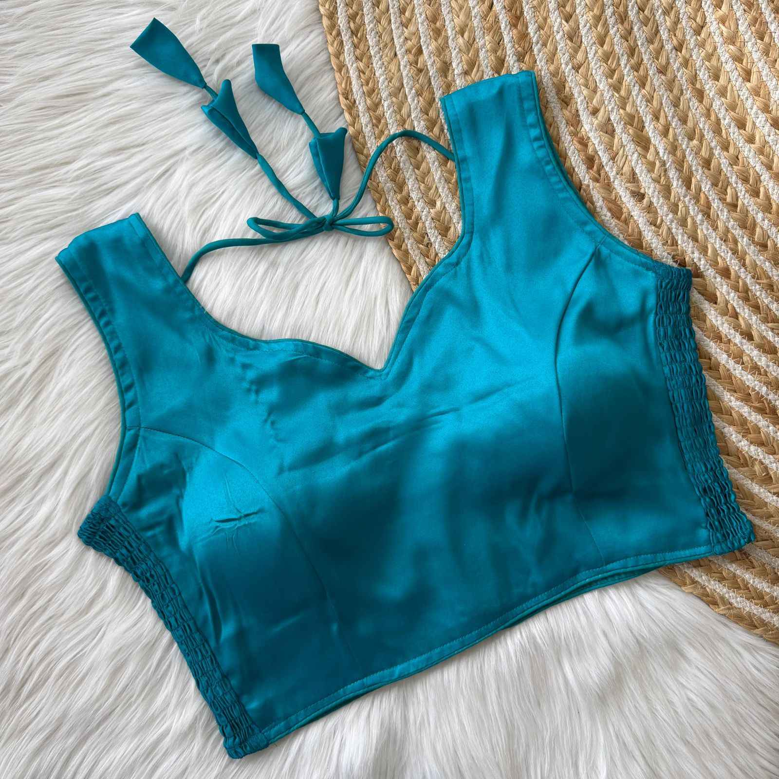 SOFT SILK ELASTIC ATTACH READYMADE BLOUSE